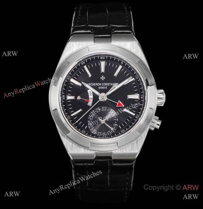 AAA Swiss Replica Vacheron Constantin Overseas Dual Time 41mm Black Leather Strap